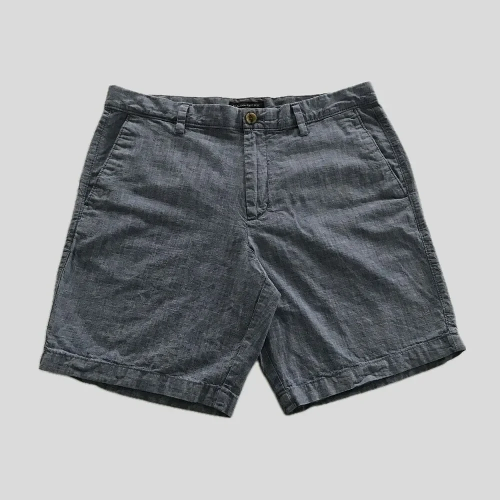 Banana Republic Blue Chambray Denim Casual Vacation Cotton Mens Shorts 35